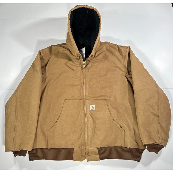 Carhartt Brown UJ140 Quilted Lined Hooded Jacket XXL Vintage Union USA Made Y2K - Picture 1 of 15